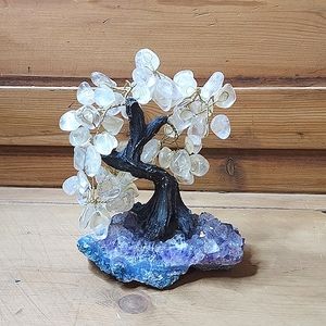 Raw AMETHYST Wirewrapped Polished Quartz Bonsai Tree